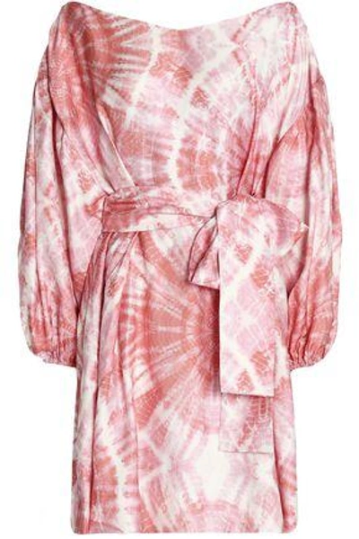 Zimmermann Woman Off-the-shoulder Tie-dyed Faille Mini Dress Pink