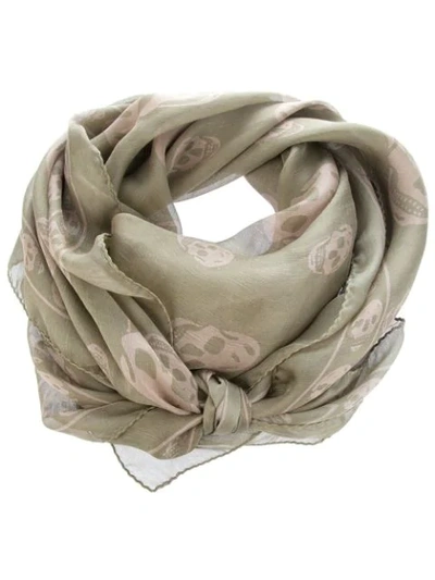 Alexander Mcqueen Skull Scarf In Green