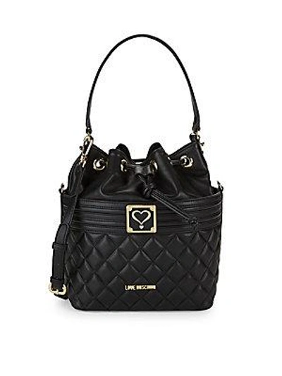 Love Moschino Quilted Bucket Bag In Black