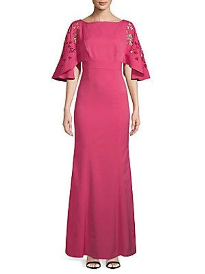 Kay Unger Embroidered Cutout Gown In Nocolor