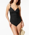 Calvin Klein Twist-front Tummy-control One-piece Swimsuit, Created For Macy's In Black