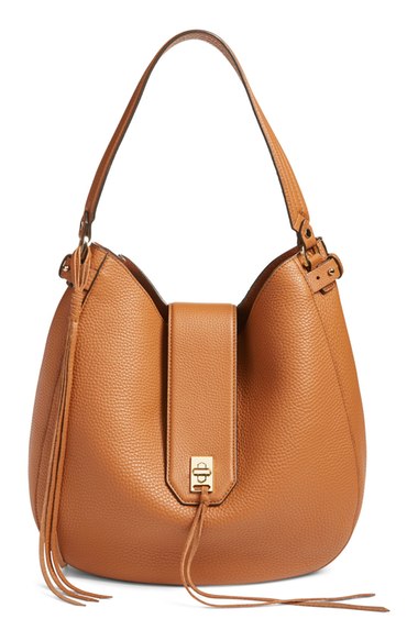 Rebecca Minkoff 'darren' Leather Hobo Bag In Almond/ Light Gold Hrdwr ...