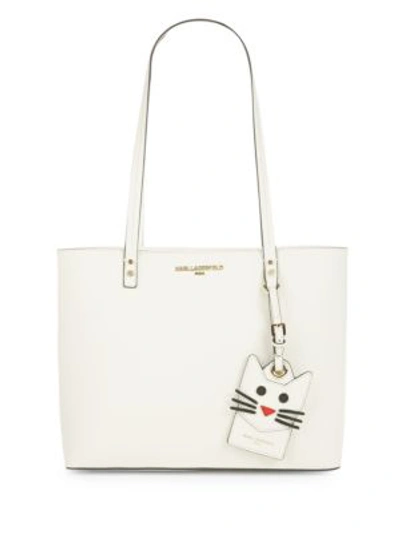 Karl Lagerfeld Maybelle Leather Tote In White