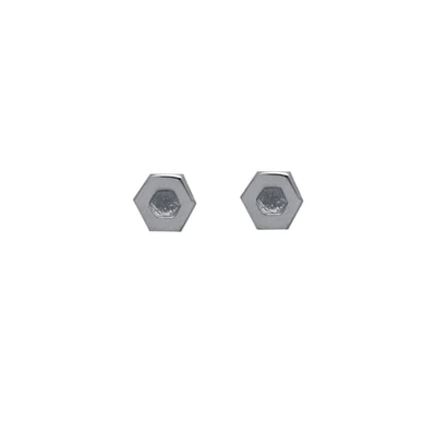 Edge Only Hexagon Earrings In Silver