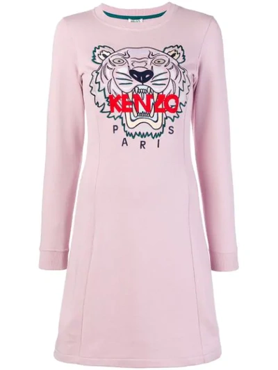 Kenzo Tiger Embroidered Dress In Pink