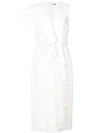 Adam Lippes Ruffled Midi Wrap Dress In White