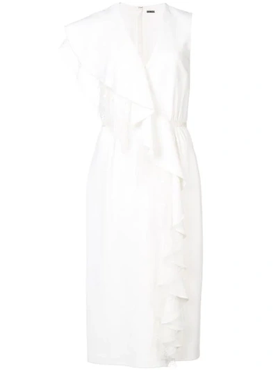 Adam Lippes Ruffled Midi Wrap Dress In White