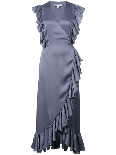 Shona Joy Luxe Ruffle Wrap Midi Dress In Grey