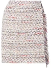 Adam Lippes Cotton Tweed Wrap Mini Skirt In Ivory Multi