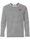 Comme Des Garçons Play Striped Heart Logo T-shirt