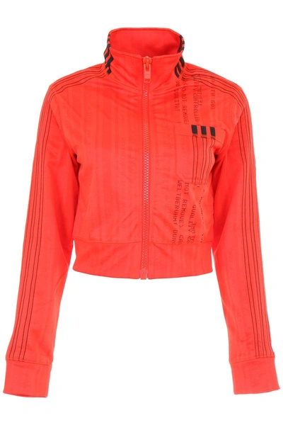 Adidas Originals By Alexander Wang Cropped Track Jacket In Corred Black (red)