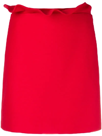 Valentino Ruffled Wool & Silk Mini Skirt In Red