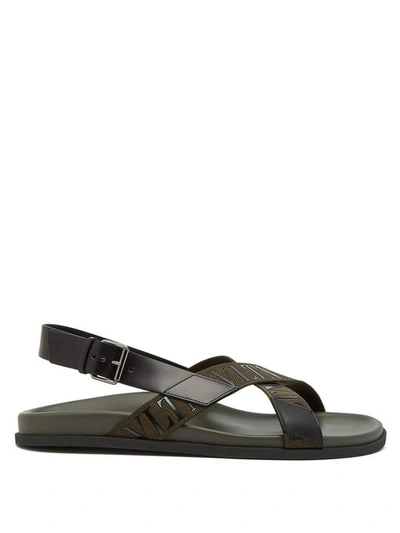 Valentino Garavani Vltn Canvas And Leather Sandals In Black