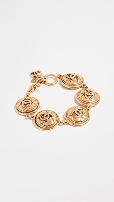 Pre-owned Chanel Quilted Coin Bracelet In Yellow Gold