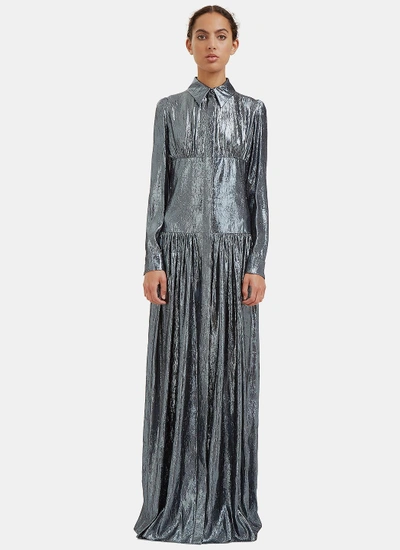 Lanvin Women's Long Metallic Lurex Shirt Dress In Silver | ModeSens