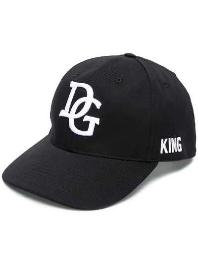 Dolce & Gabbana Black And White Dg Logo Baseball Cap