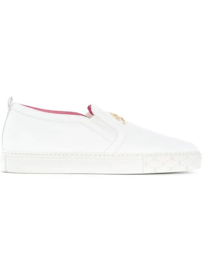 Blumarine Logo Plaque Slip-on Trainers In White