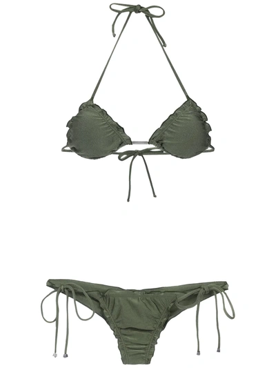 Lygia & Nanny Zaira Triangle Top Bikini Set In Green