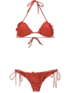Lygia & Nanny Zaira Triangle Top Bikini Set In Red