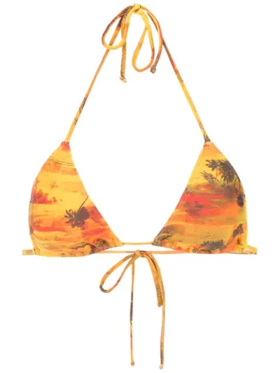 Lygia & Nanny Printed Bikini Top In Yellow