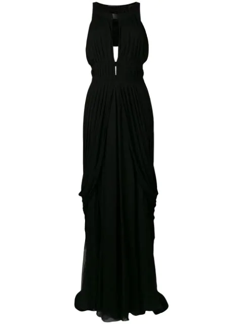 Alberta Ferretti Pleated Evening Dress - Black | ModeSens