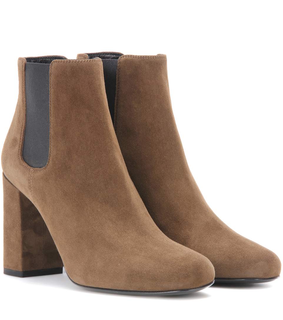 Saint Laurent Babies 90 Suede Ankle Boots In Coffy | ModeSens