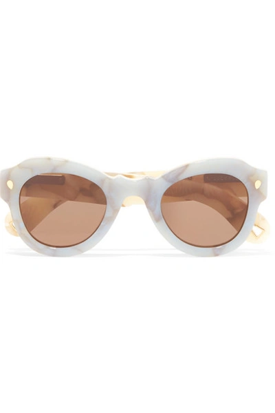 Lucy Folk Fly Away Round-frame Acetate Sunglasses In Blue
