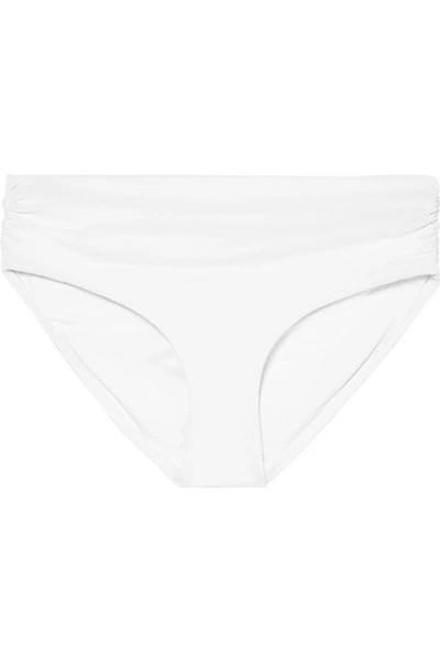 Melissa Odabash Bel Air Ruched Stretch-piqué Bikini Briefs In White