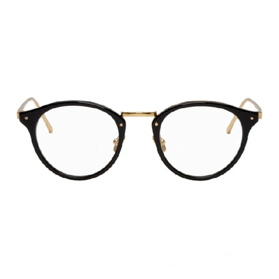 Linda Farrow Luxe Gold And Black 808 C1 Glasses In Blk/ylwgld