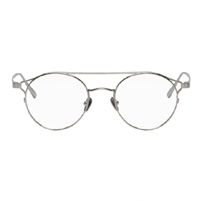 Linda Farrow Luxe Silver Round 805c9 Glasses In White Gold