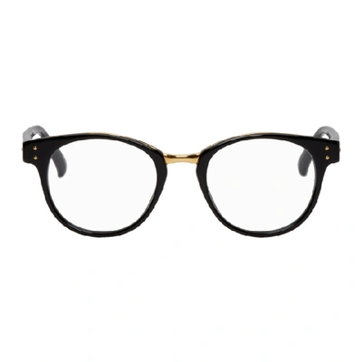 Linda Farrow Luxe Black And Gold 581 C7 Glasses In Blk/yllwgld