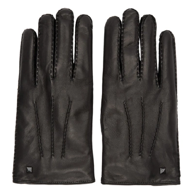 Valentino Garavani Black  Leather Rockstud Gloves