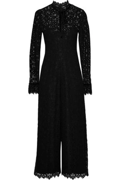 Temperley London Eclipse Cropped Corded Lace Wide-leg Jumpsuit In Black
