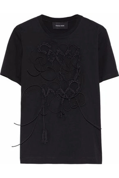 Simone Rocha Appliquéd Cotton-jersey T-shirt In Black