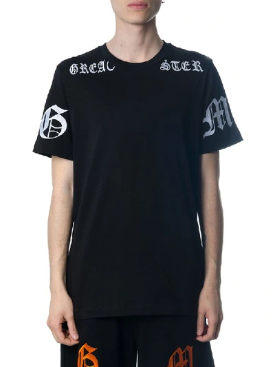 Omc Black Cotton T-shirt With Gothic Print