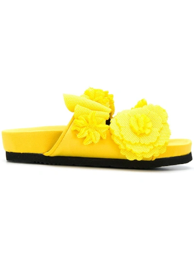 Suecomma Bonnie Flower Appliqué Sandals - Yellow