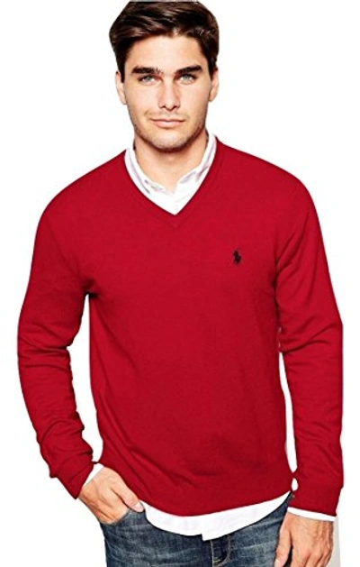 Polo Ralph Lauren Ralph Lauren Men's Polo V-neck Pima Cotton Pony Logo  Sweater In Tudor Red | ModeSens