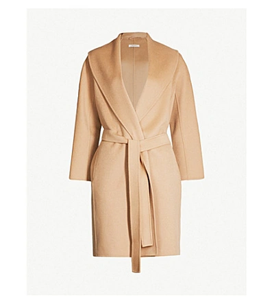 's Max Mara Arona Short Wool Wrap Coat In Camel