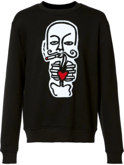 Haculla 'heart' Print Sweatshirt In Black