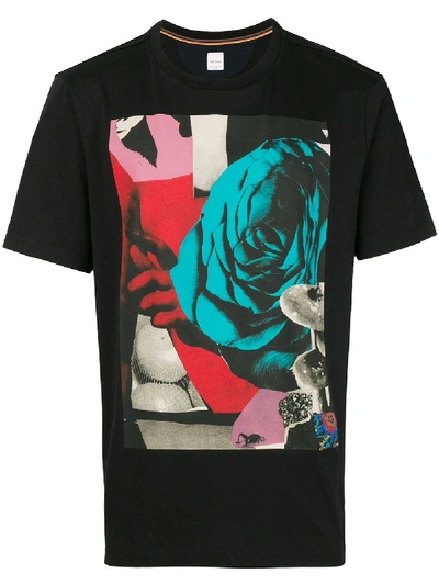 Paul Smith Abstract Flower Print T-shirt In Black