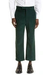 Thom Browne Unconstructed Straight Leg Cotton Corduroy Pants In Dark Green