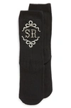 Simone Rocha Embellished Logo Rib Ankle Socks In Black/ Pearl/ Crystal