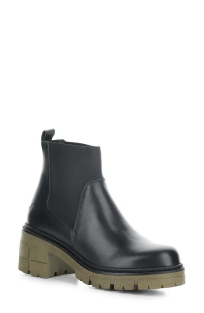 Bos. & Co. Bianc Lug Sole Chelsea Boot In Black/ Khaki Feel/ Elastic