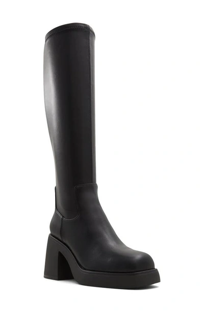 Aldo Auster Knee High Boot In Black Smooth