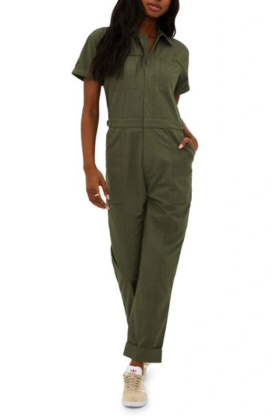 Beach Riot Racertrack Twill Jumpsuit In Olive