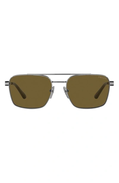 Prada 55mm Polarized Pillow Sunglasses In Gunmetal
