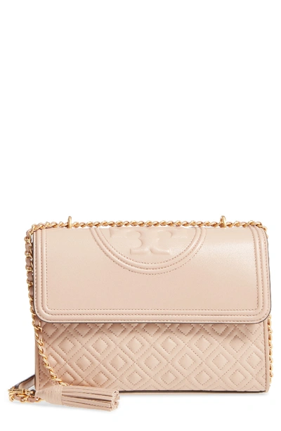 Tory Burch Fleming Leather Convertible Shoulder Bag - Beige In New Mink