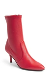 Stuart Weitzman Cling Stretch Bootie In Red Plonge Stretch