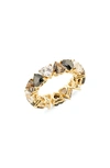 Judith Leiber Small Heart Cubic Zirconia Eternity Ring In Gold Black Clr Ombre