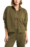 Zella Luxe Scuba Stand Collar Jacket In Olive Night